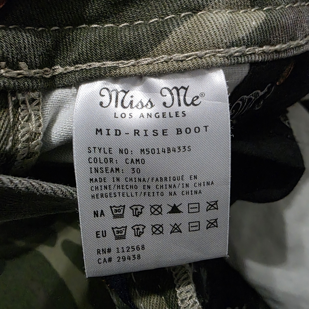 Miss Me Women's Green Camouflage Boot Cut Jeans - Picture 2 of 6